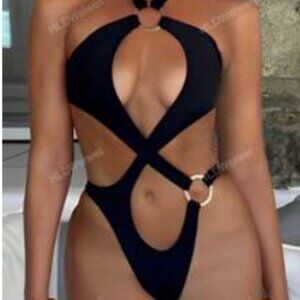 Black one piece bathing suit